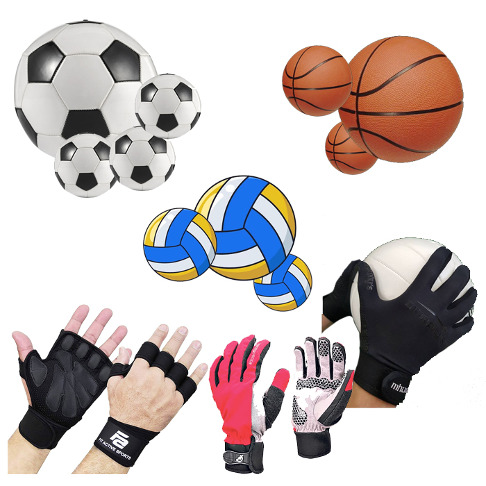 Sports Items, football , volleyball, basketball, gloves